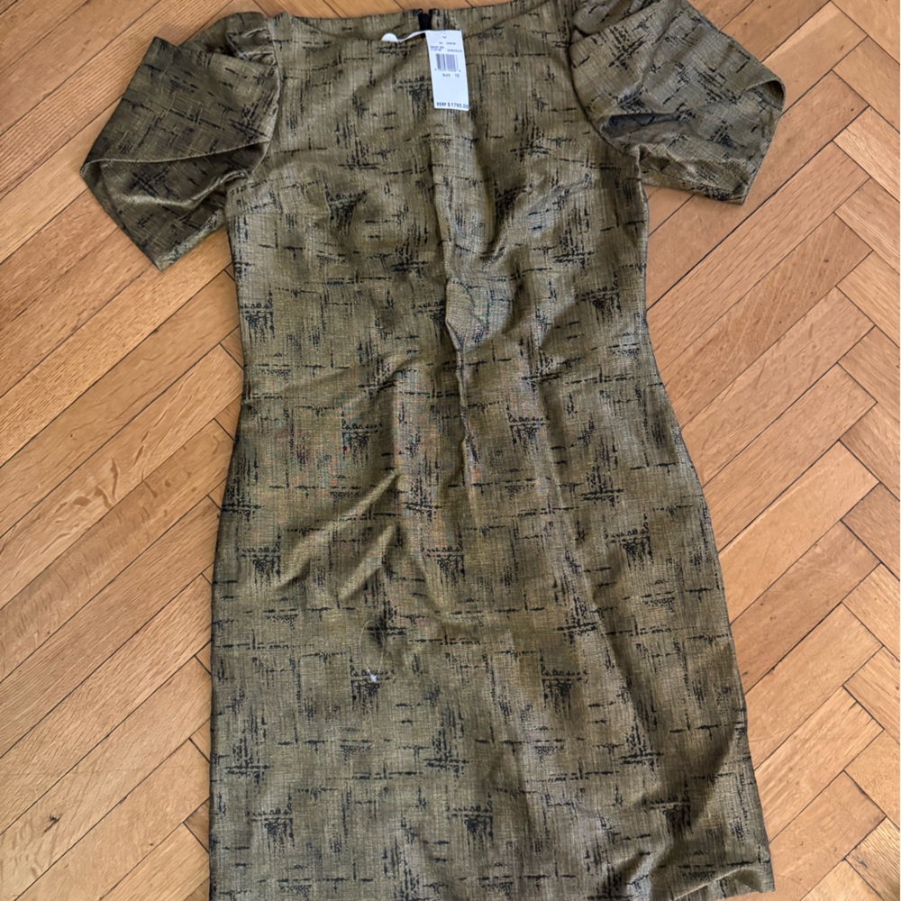 1800$ Michal Kors resort NWT Elegant Olive Green Patterned Dress